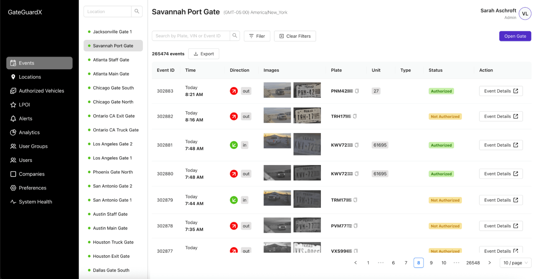 Gate Events in Real-Time